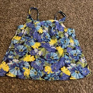 Floral Blue and Yellow Swim Tank Top 20W